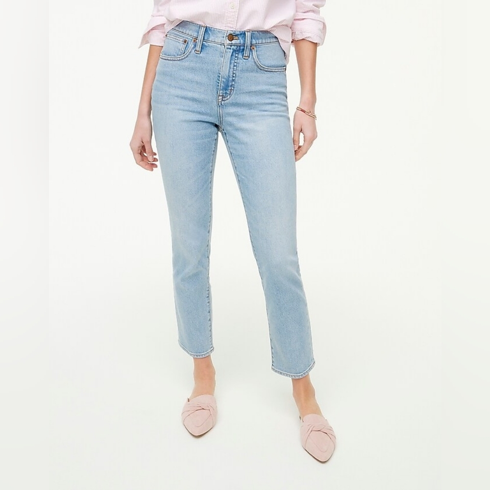 J. Crew Essential Straight Leg Jeans All-Day Stretch Denim High Rise Size 28